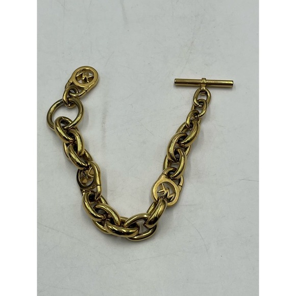 Michael Kors Gold-Tone Link Padlock Toggle Bracelet - Picture 9 of 10